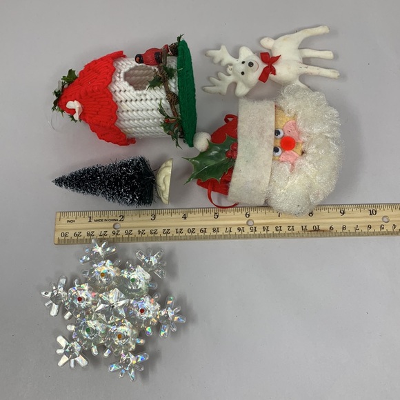 5 pc vintage Christmas decor lot Bird house Santa reindeer star & tree - Picture 3 of 17